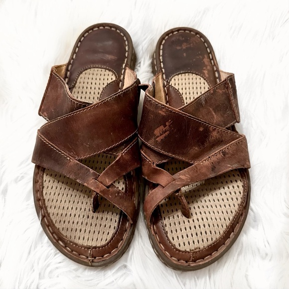 Women’s Born Brown Leather Strappy Sandals Size 8 - Picture 1 of 9